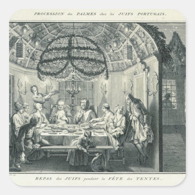 Adesivo Quadrado Refeição Judaica Durante o Banquete dos Tabernácul (Frente)
