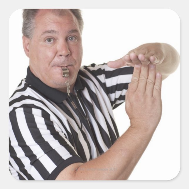 Adesivo Quadrado Referência com sinal de tempo limite e assobio (Frente)