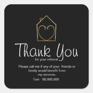 Adesivo Quadrado Referral Imobiliário Obrigado a negócios Square St