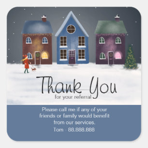 Adesivo Quadrado Referral Imobiliário Obrigado Fila de Casas