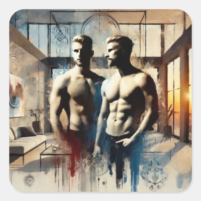 Adesivo Quadrado Reflets de Passion - L'Étreinte Moderne (Frente)