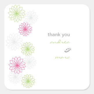 Adesivo Quadrado Reflexões Florais Obrigado Sticker