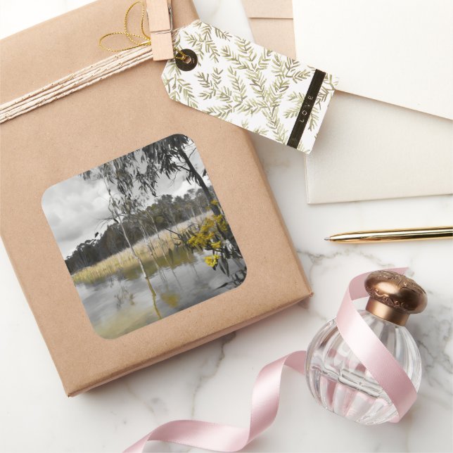 Adesivo Quadrado Reflexões Por Baixo Do Céu Da Cinza (Presentear)