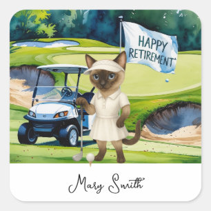 Adesivo Quadrado Reforma de golfe para amantes de gatos siameses