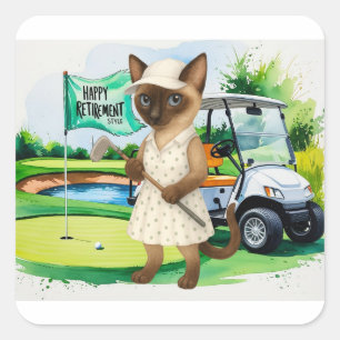 Adesivo Quadrado Reforma de golfe para amantes de gatos siameses