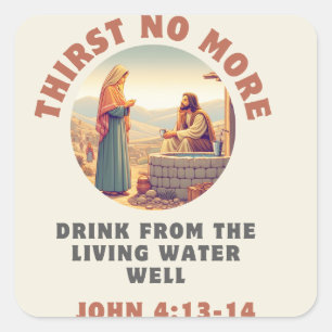 Adesivo Quadrado Refrescimento divino: Duro John 4:13-14