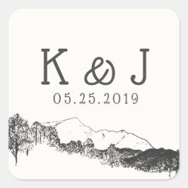 Adesivo Quadrado Refúgio na Montanha ⎥Adesivo de Monograma