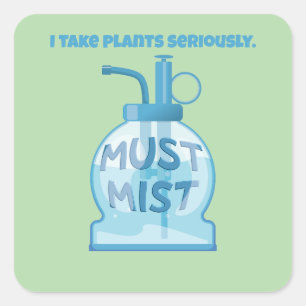 Adesivo Quadrado Regador de plantas mister nebulizando vasos de pla