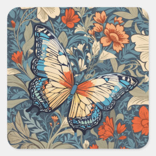 Adesivo Quadrado Regal Butterfly Amidst William Morris Floral