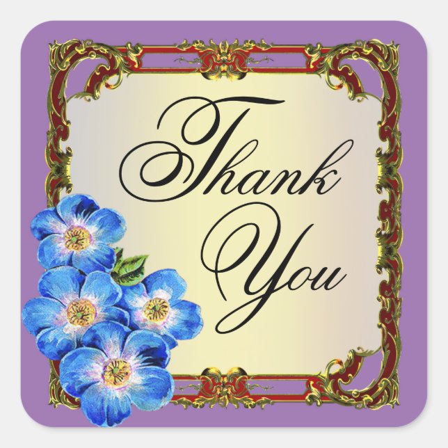 Adesivo Quadrado Regal Victorian Floral Favor | púrpura (Frente)