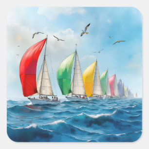 Adesivo Quadrado Regata de Velozes no Alto Mar