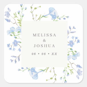 Adesivo Quadrado Regency Light Blue Watercolor Florals Wedals