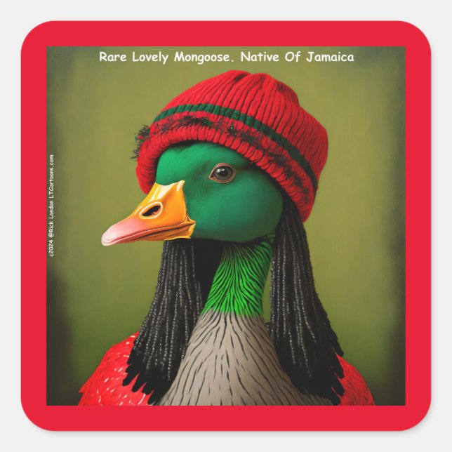 Adesivo Quadrado Reggae canadense jamaicano Hilarid (Frente)