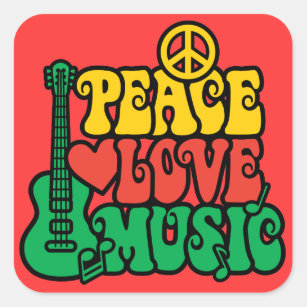 Adesivo Quadrado Reggae Peace Love Music