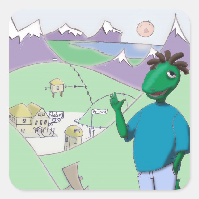 Adesivo Quadrado Reggie Rapasaurus pode ficar com você em qualquer  (Frente)