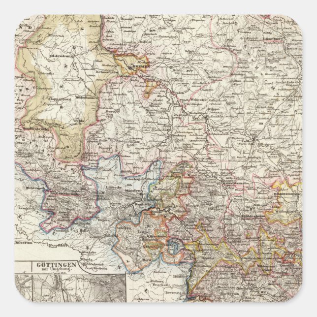 Adesivo Quadrado Região de Hanover, Alemanha (Frente)