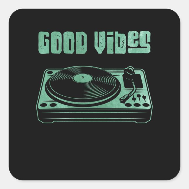 Adesivo Quadrado Registro DJ de vinil girável (Frente)