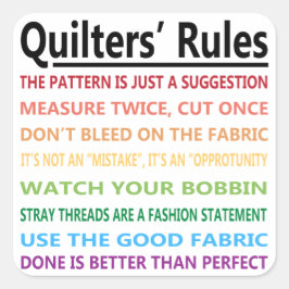 Adesivo Quadrado Regras dos Quilters