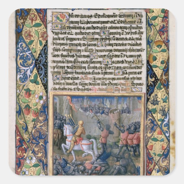 Adesivo Quadrado Rehoboam travando guerra contra Jeroboam (Frente)