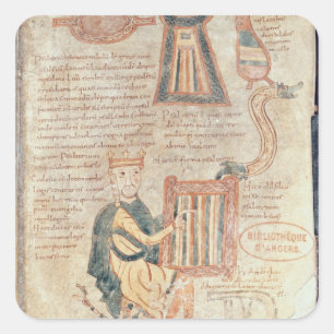 Adesivo Quadrado Rei David que joga um saltério de um psalter