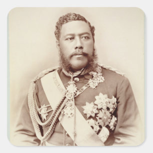 Adesivo Quadrado Rei Kalakaua (1836-91), c19th atrasado (foto do