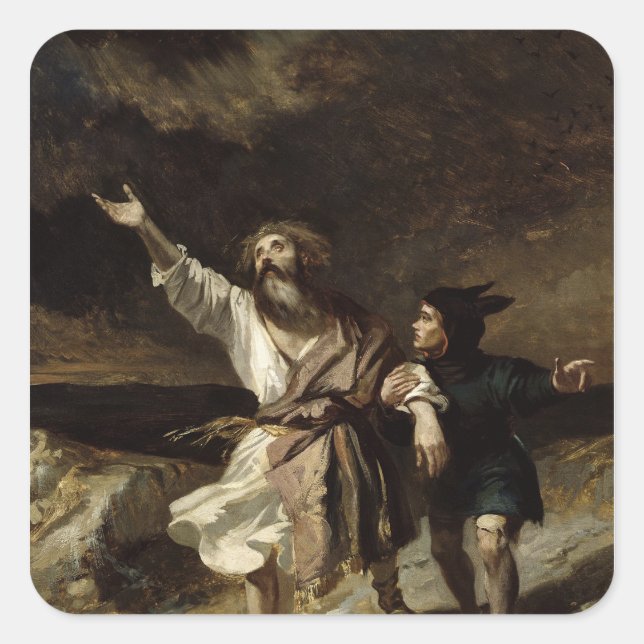 Adesivo Quadrado Rei Lear e o Tolo na Tempestade (Frente)