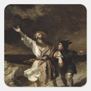 Adesivo Quadrado Rei Lear e tolo na tempestade