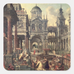 Adesivo Quadrado Rei Salomão e Rainha de Sheba