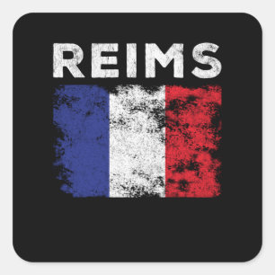 Adesivo Quadrado Reims France Flag Souvenir Francês