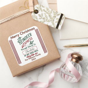 Adesivo Quadrado Reindeer Express: Feliz Feriado Divertido!