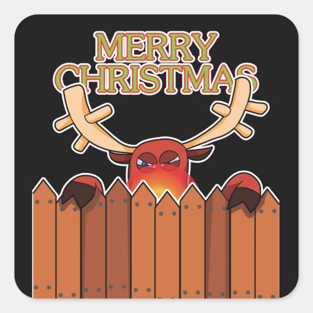Adesivo Quadrado Reindeer Merry Christmas Sticker (Frente)