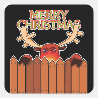 Adesivo Quadrado Reindeer Merry Christmas Sticker
