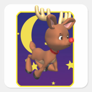 Adesivo Quadrado Reindeer Voador Noturno