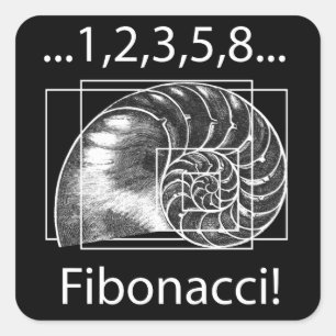Adesivo Quadrado Relação dourada, espiral de Fibonacci