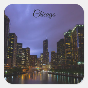 Adesivo Quadrado Relâmpago sobre Chicago River