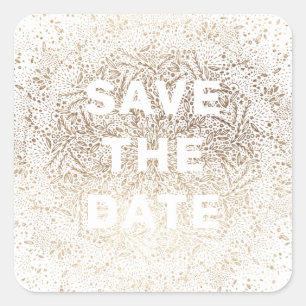 Adesivo Quadrado Relevo  Folha de Ouro Branco de Neve Elegante