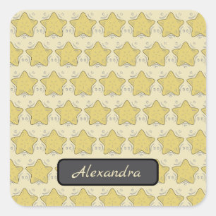Adesivo Quadrado Remendo de Patchwork com Estrela Amarela Apliqué