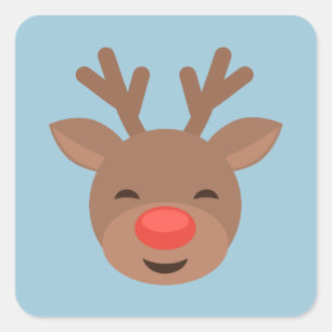 Adesivo Quadrado Rena Rudolf do Natal na luz - azul
