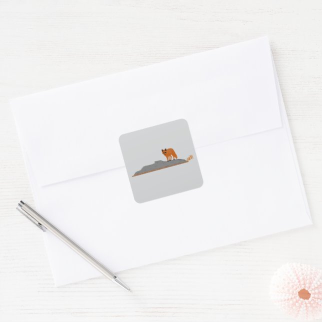 Adesivo Quadrado 🦊 Renard sur le Rocher (Envelope)