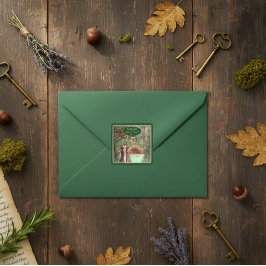 Adesivo Quadrado Renascença Medieval Floral e Espada Dourado