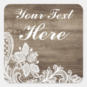 Adesivo Quadrado Renda Vintage Barroca em Madeira Rústica e Elegant