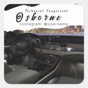 Adesivo Quadrado Reparação de Aluguer de Carro de Inspeção Técnica