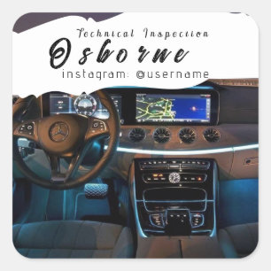 Adesivo Quadrado Reparação de Aluguer de Carro de Inspeção Técnica