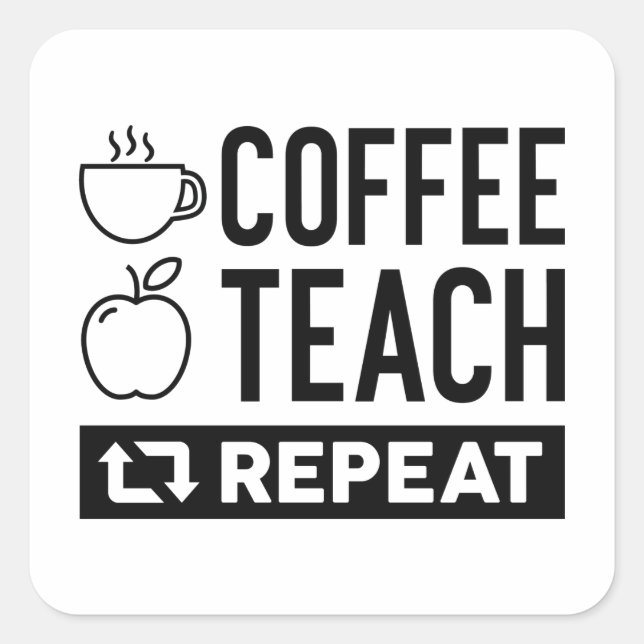 Adesivo Quadrado Repetição de Ensino de Café (Frente)