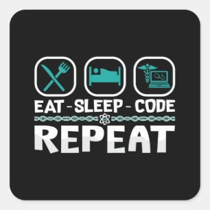 Adesivo Quadrado Repetir código de latência Código médico Codificaç