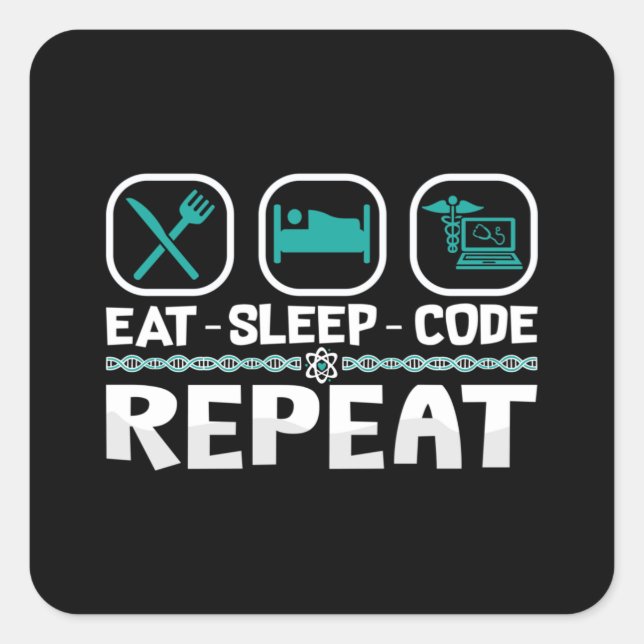 Adesivo Quadrado Repetir código de latência Código médico Codificaç (Frente)