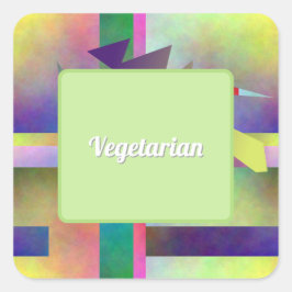 Adesivo Quadrado Requisito Alimentar Vegetariano Padrão Abstrato Fe