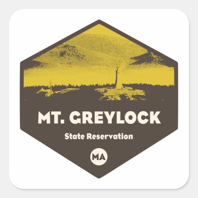 Adesivo Quadrado Reserva de Estado do Monte Greylock Massachusetts (Frente)