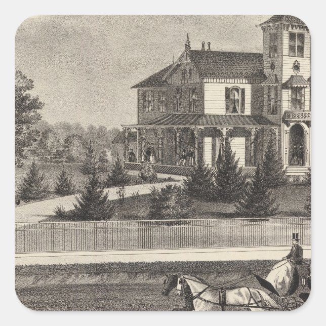 Adesivo Quadrado Residência de James G Gowdy, Rio de Tom, NJ (Frente)