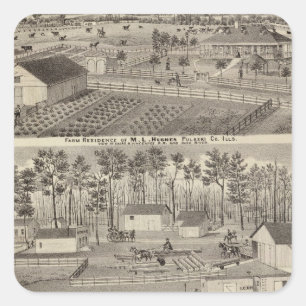 Adesivo Quadrado Residência e moinhos e jardas da madeira serrada